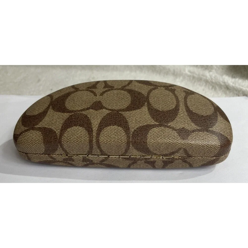 Coach signature C print hard clamshell sunglasses case in brown